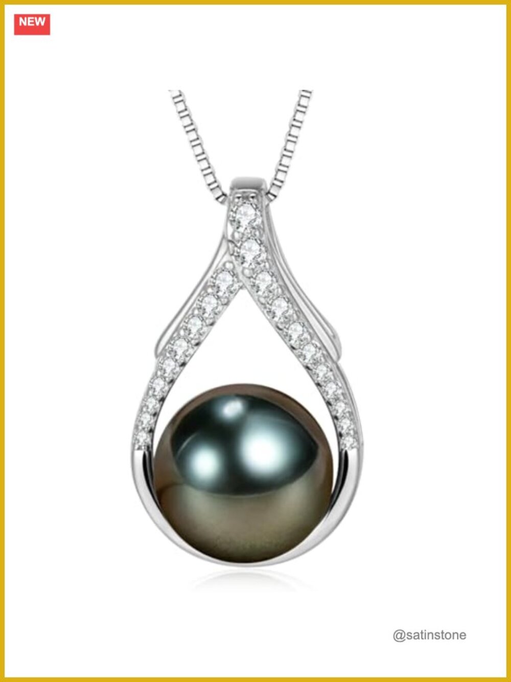 Tahitian Black Pearl Necklace, Elegant Pendant Jewelry Gift for Her, Women